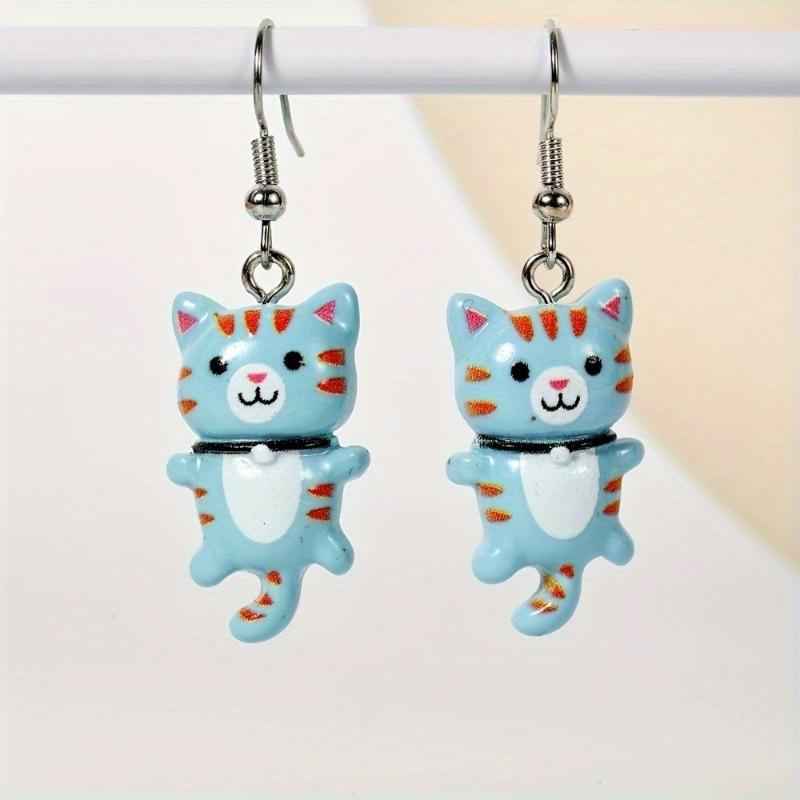 Trendy Cute Resin Cat Ear Hook Cartoon Girl Cat Earrings Sweet and Fresh Colorful Cat Earrings