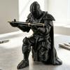 Pen Holder 3D Printed Medieval Knight Black Silver Warrior Statue Desk Organizer Creative Office Desktop Decor Stationery Gift