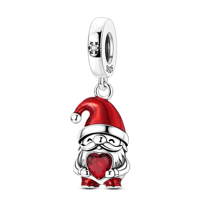 925 Sterling Silver Bright Red Charms Bead CZ Zircon Cute Doll Pendants Fit Original Bracelet DIY Jewelry Women Gift 1
