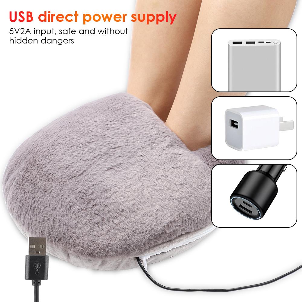 USB Charging Electric Heater Foot Warmer Foot Heating Pad Washable Warm Foot Cover Feet Warmer for Home Bedroom Office