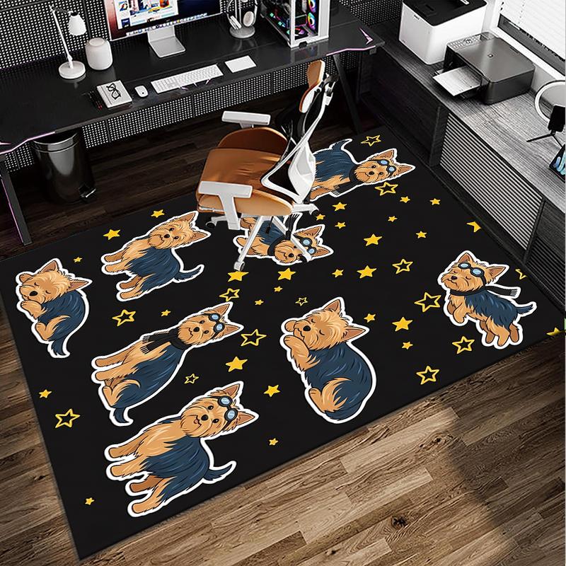 Коврик для офисного кресла с изображением цветущей вишни и йорка, Коврик для прихожей, Подходит для входной двери, Спальни, Гостиной, Рабочего стола, Праздничный подарок