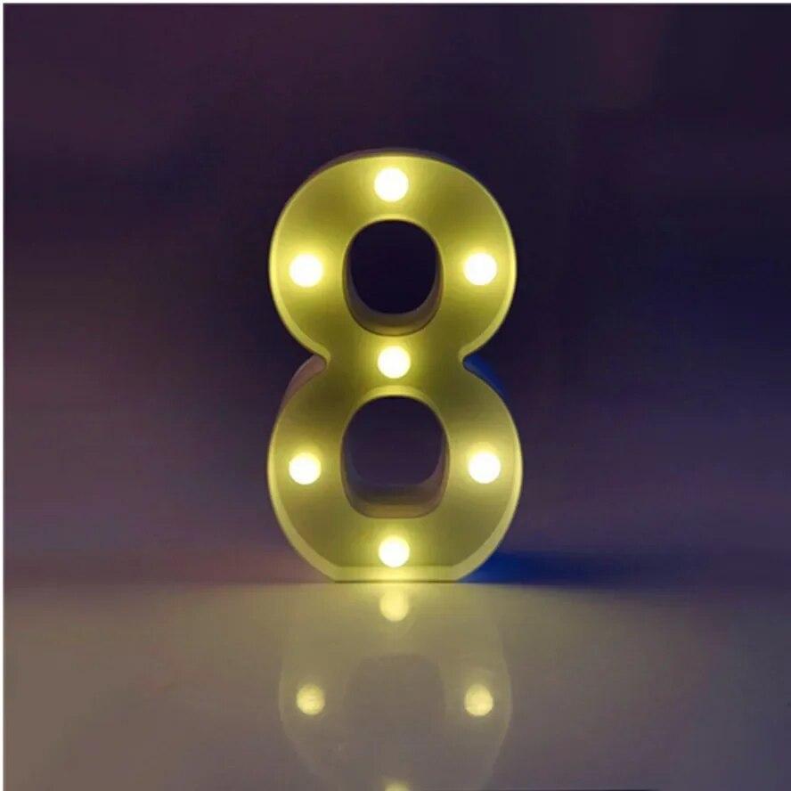 Alphabet Letter LED Lights Luminous Number Lamp Battery Warm Night Light for Home Wedding Birthday Christmas Party Decoration