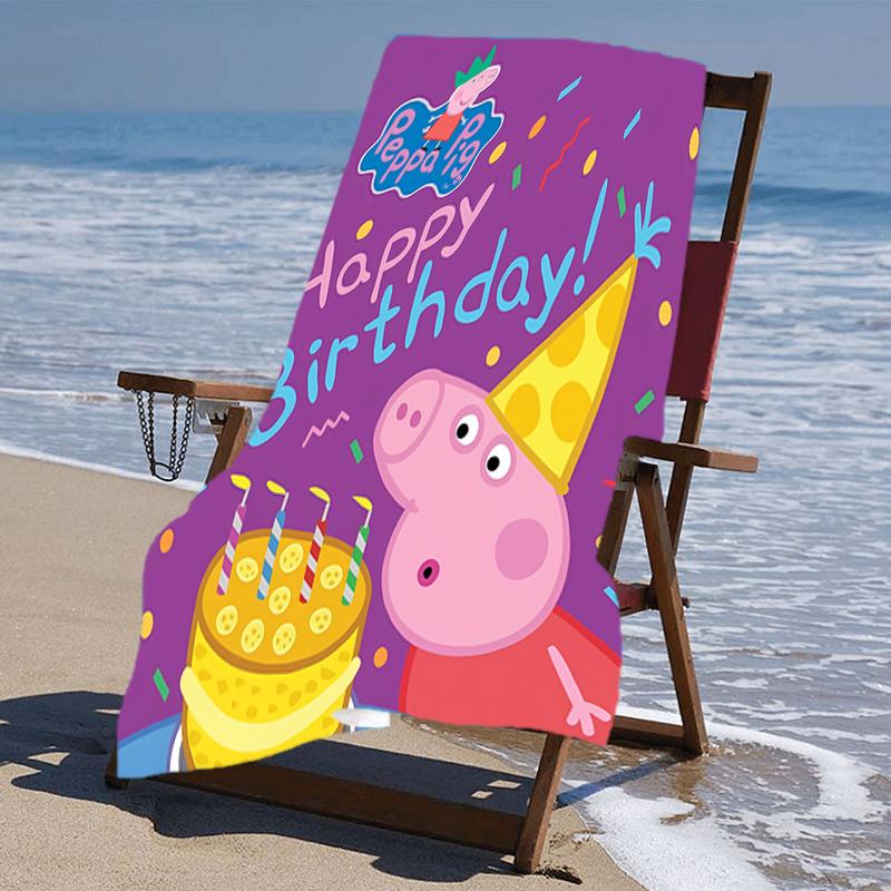 proof beach towel with a Peppa Pig pattern - soft,absorbent,quick-drying,machine washable - perfect for swimming,camping,bathing