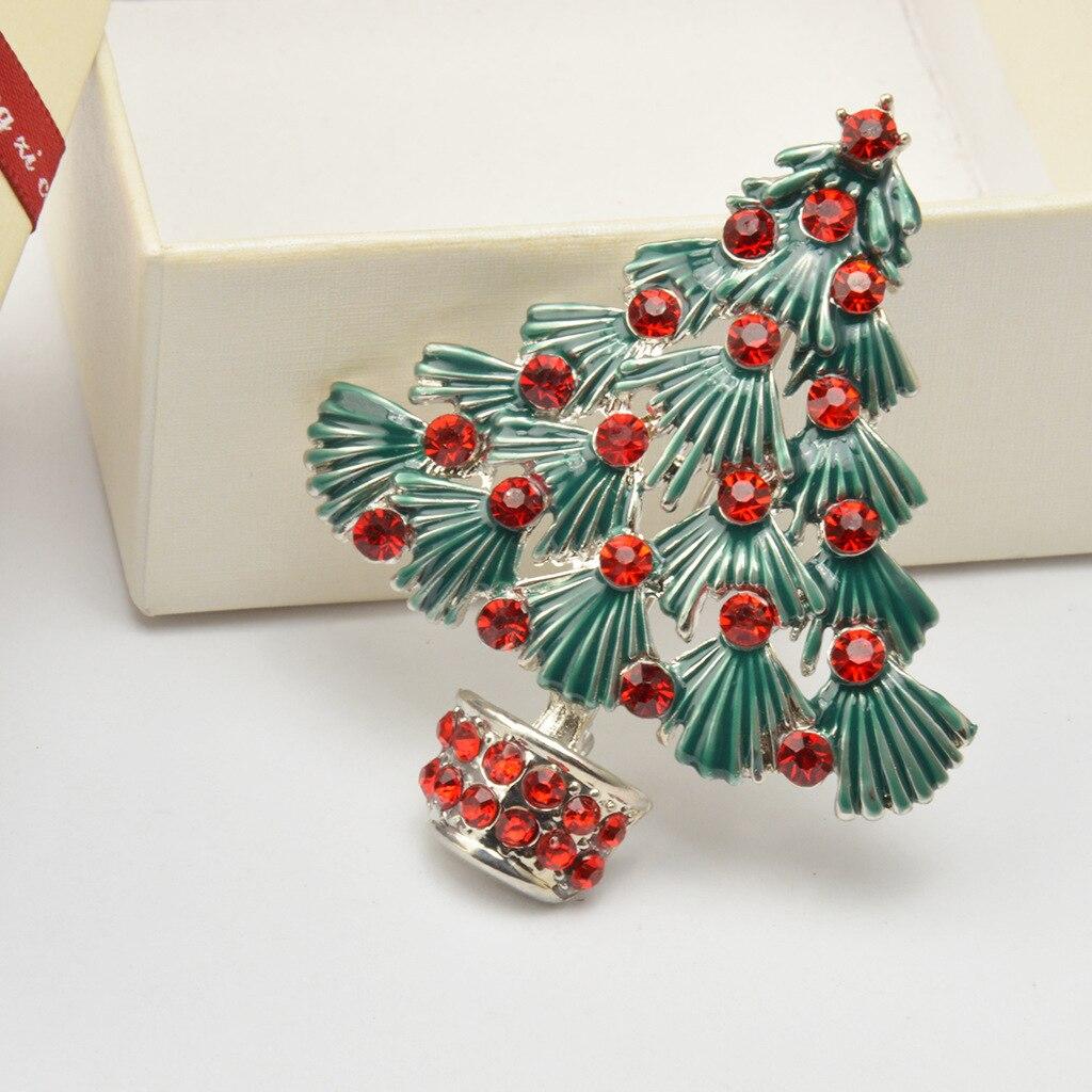 Blucome Christmas Brooches Cute Anime Christmas Tree Shape Brooch Pins for Women Men Suit Scarf Hijiab Pins Christmas Gifts