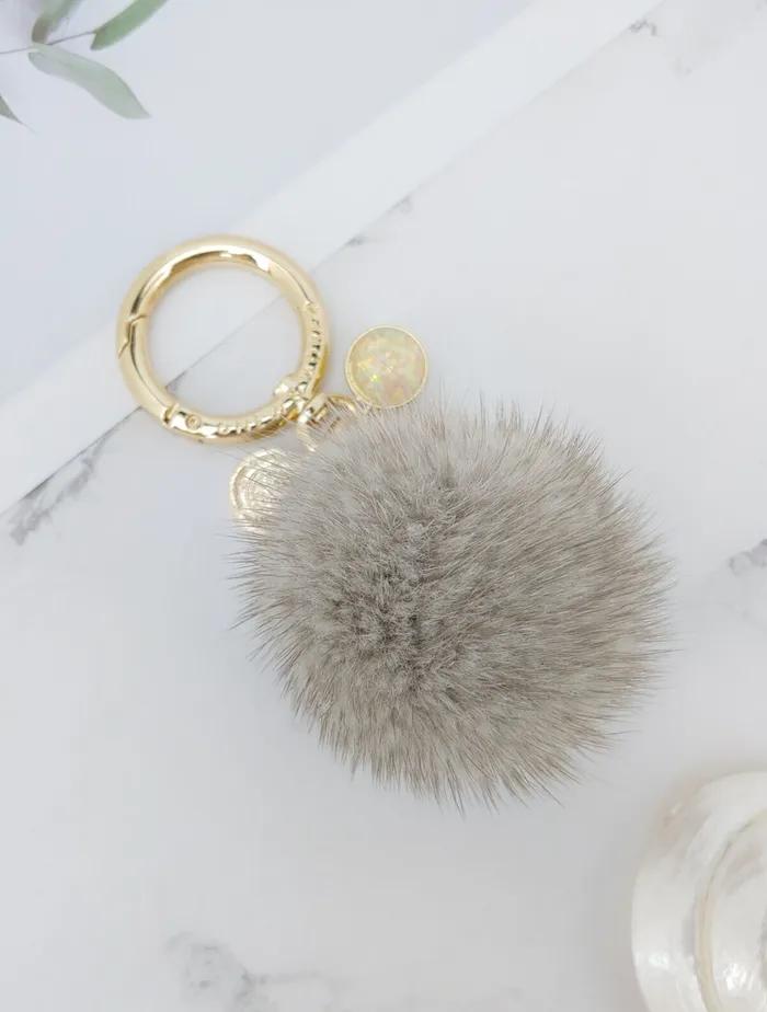 [Maia] Mink Fur Keyring & Charm - Gray