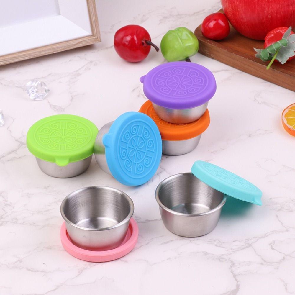 Контейнер для приправ, силиконовая крышка, соусница, нержавеющая сталь, мини-соусница с крышкой, чашка для макания