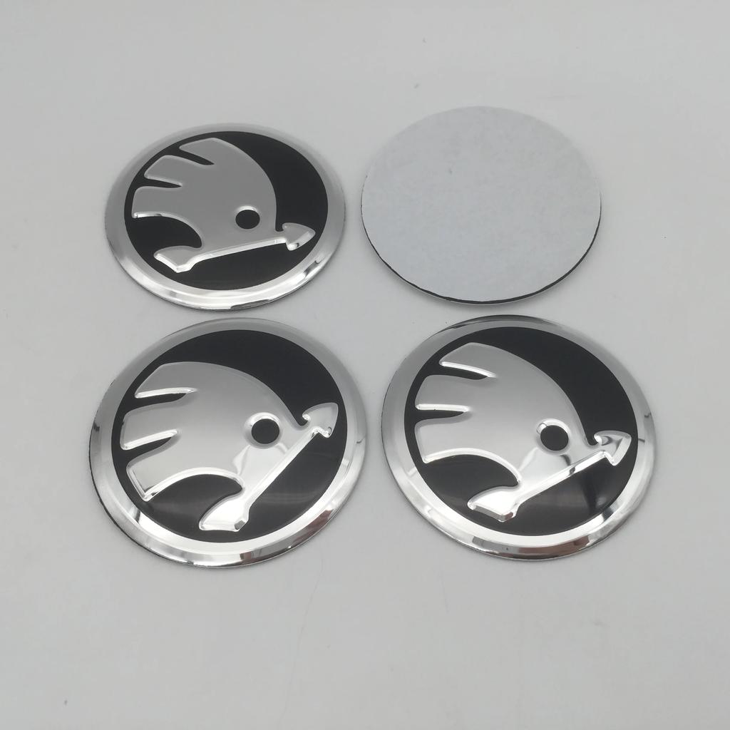 4pcs 3D 56mm 60mm 65mm For Skoda Car emblem Wheel hub Center Cap Badge covers sticker Decals Styling accessoriesDZ7