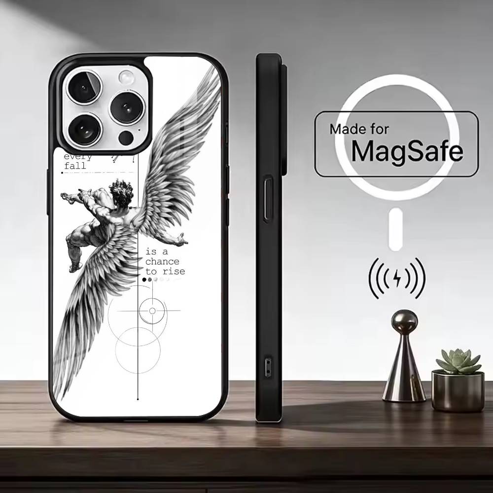 Middle Ages Retro Angel Phone Case For iPhone17,16,15,14,13,12,11 Plus,Pro Magnetic with Magsafe Wireless Charging