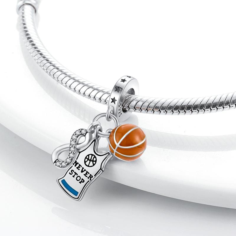 Original 925 Sterling Silver Charms Ball Sports Pendant Rugby Soccer Beads Fit Original Bracelets For Women Men DIY Jewelry Gift