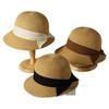 Sunscreen straw hat women's summer UV protection foldable bow sun hat elegant straw sun hat