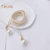 Pearl Waist Chain Elegant Vintage Imitation Leather Slim Belt with Knot for Women for Party Dresses Pants