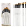 12Pcs Nylon Hand Drawn Watercolor Pointed Round Flat Head Flat Brushes Painting Brushes  Gift