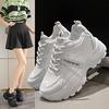 White Shoes for Women Spring New Platform Casual Sneaker Subnet Shoes Breathable Mesh Surface Heightened Daddy Shoes Tide