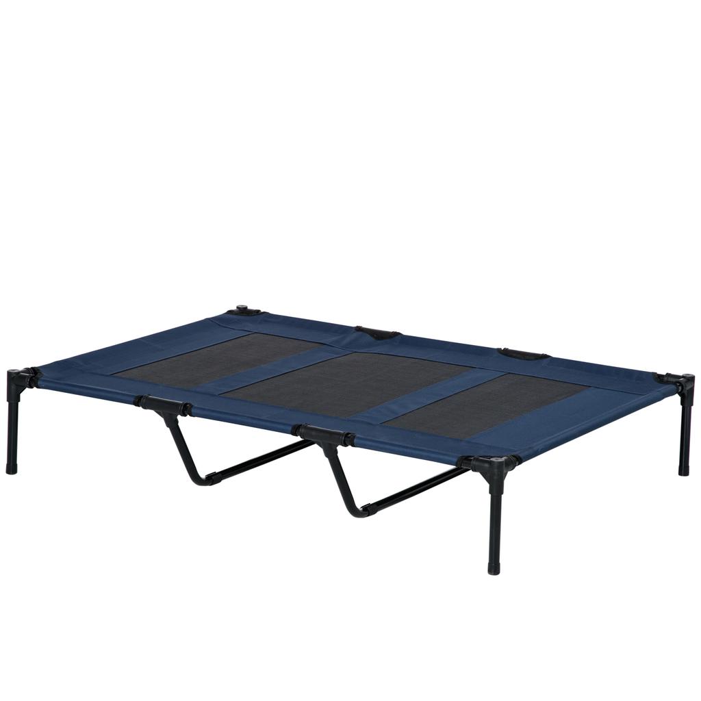 Foldable Outdoor Dog Bed Elevated Stand 122 Cm X 92 Cm X 23 Cm Blue And Black