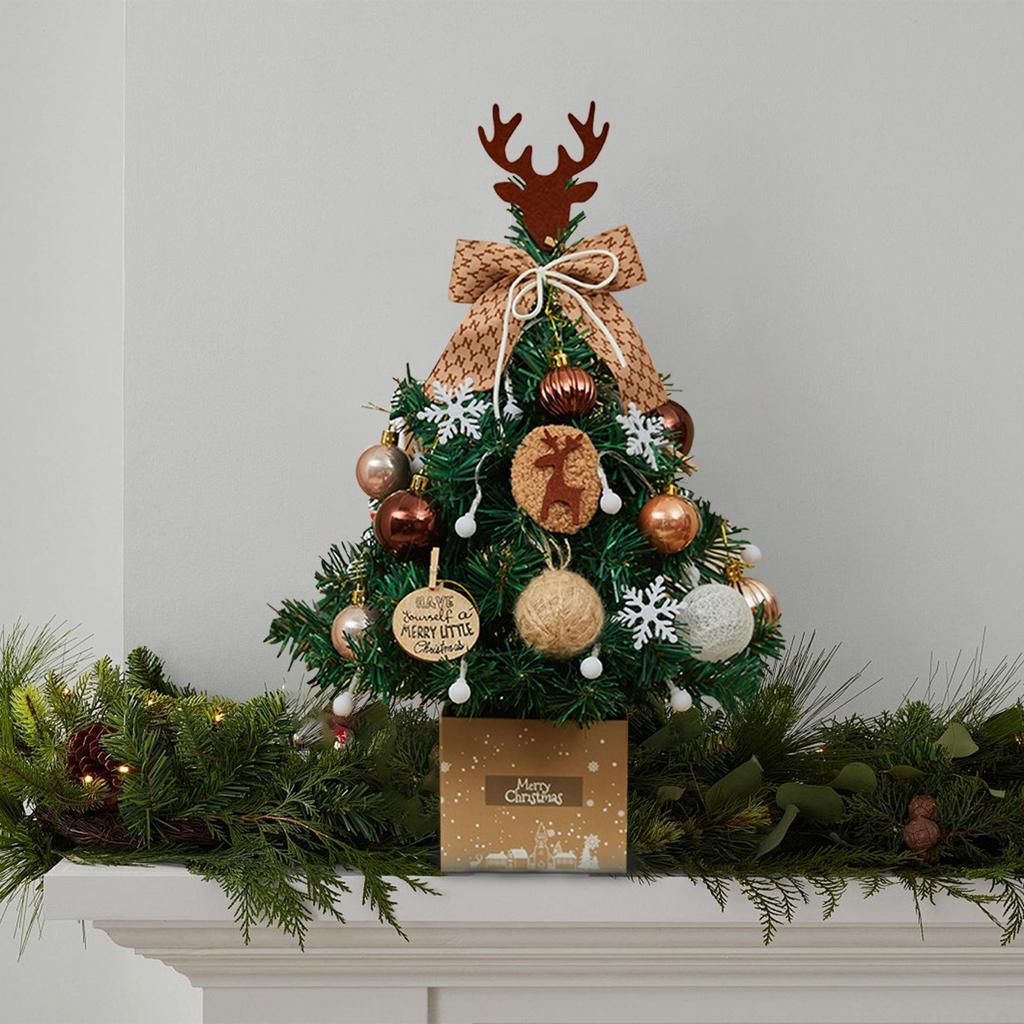 Рождественские маленькие елочные украшения с огнями 50 см настольная рождественская елка золотисто-красный набор рождественская елка