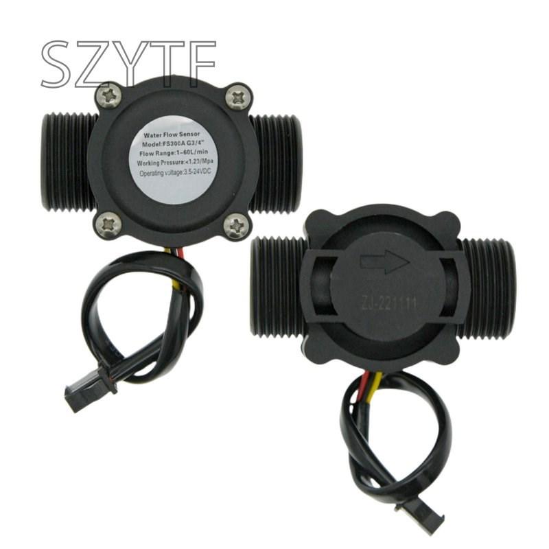 Water Flow Sensor Counter Meter FS300A 1-60L/min G3/4 DC 5-24V