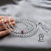 7A Natural White Crystal 108 Mala Beads Necklace & Bracelet - Buddhist Prayer Jewelry , Yoga Meditation Chakra Balancing Gift with Velvet Pouch