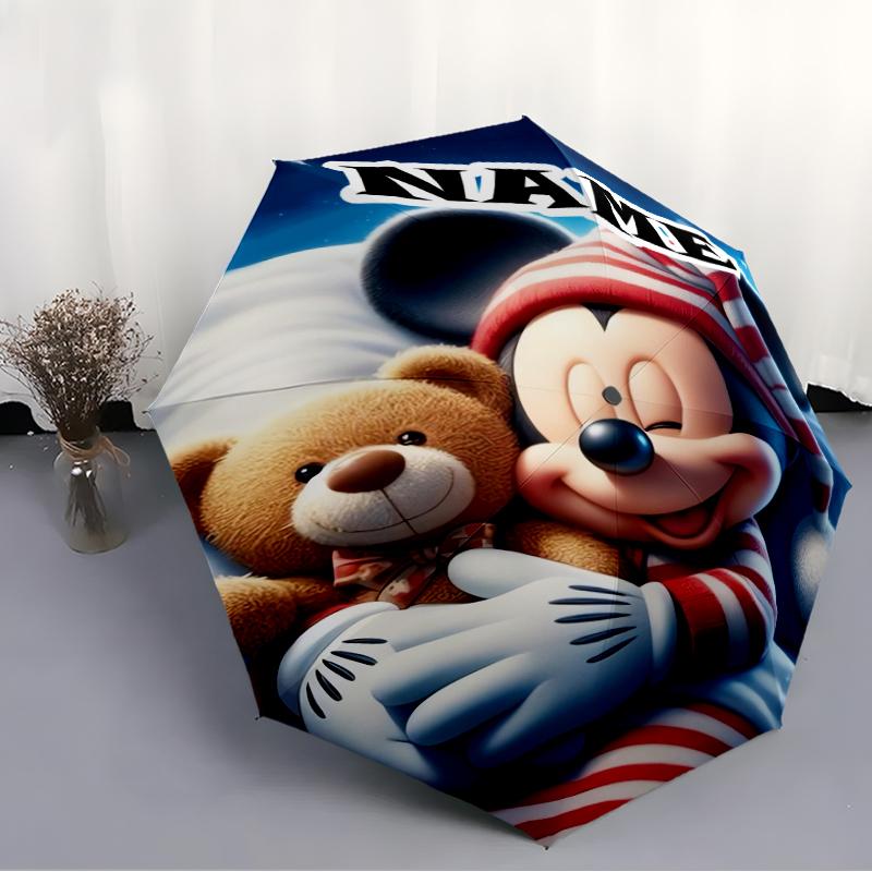 Personalized Name M-Mickey Print Umbrella - Automatic Open/Close, Eight-Rib Durable Frame, Automatic Folding Umbrella