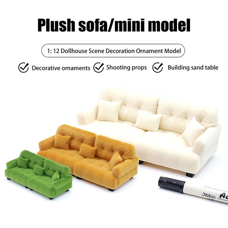 Dollhouse Simulation Flocking Sofa Model Dollhouse Mini Living Room Furniture Decoration Accessories Pretend Play Toys
