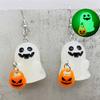 Personality Luminous Ghost Drop Earrings for Women Funny Acrylic Pumpkin Ghost Glow In the Dark Earring Halloween Party Jewelry