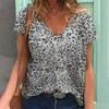 Женские топы с 3D леопардовым принтом и коротким рукавом с V-образным вырезом, летние футболки для влюбленных пар