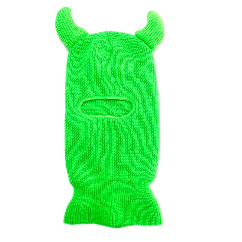 Custom Embroidery Print logo Patch Ski Masks Winter Cover Full Face Beanies with Ear Horn Hats Custom Balaclava