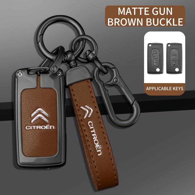 DBGO4 Zinc Alloy Leather Car Flip Remote Key Case Cover Protector Shell Fob Auto Accessories For Citroen C1 C2 C3 C4 C5 XSARA PICA