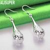 925 Sterling Silver Water Droplet/raindrop Perforated Earrings Fashion Charm Wedding Jewelry