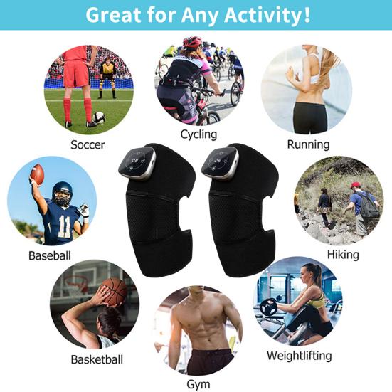 Массажер для колена с подогревом, 5 режимов нагрева, 3 режима массажа, цифровой дисплей, перезаряжаемое беспроводное устройство для массажа колена