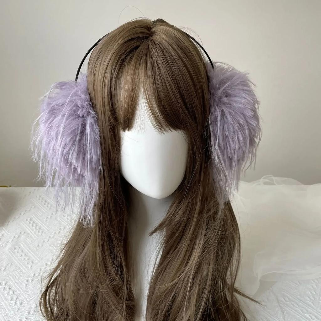 Long Hair Plush Warm Earmuffs JK Women's Hair Band Ear Protectors Ear Bags Cycling Cold Proof Fluffy Winter Ear Warmers