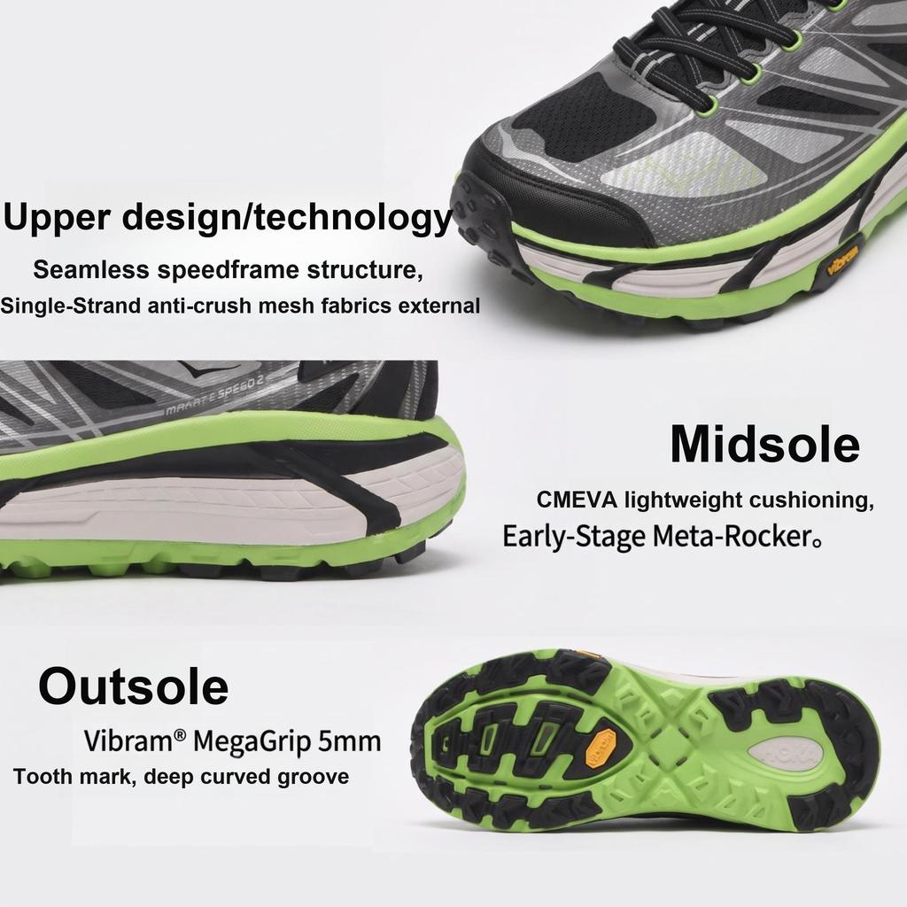 Кроссовки HOKA Mafate Speed 2 Черные Электрический Зеленый Унисекс 1126851-BCKLC