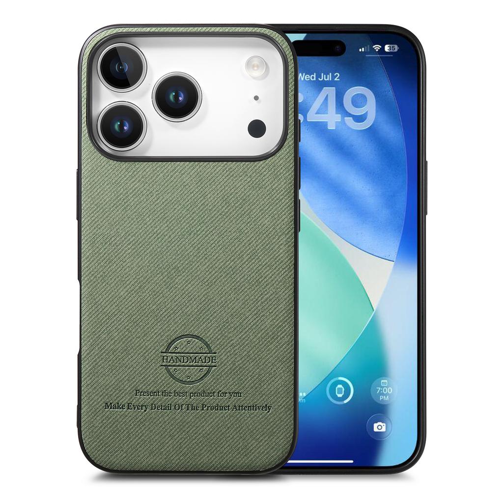 Кожаная задняя крышка для телефона iPhone 17 Pro с тканевой текстурой