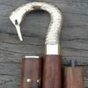 Handmade Wooden Walking Stick with Swan Head Wooden Walking Stick with Solid Brass Head Walking Stick