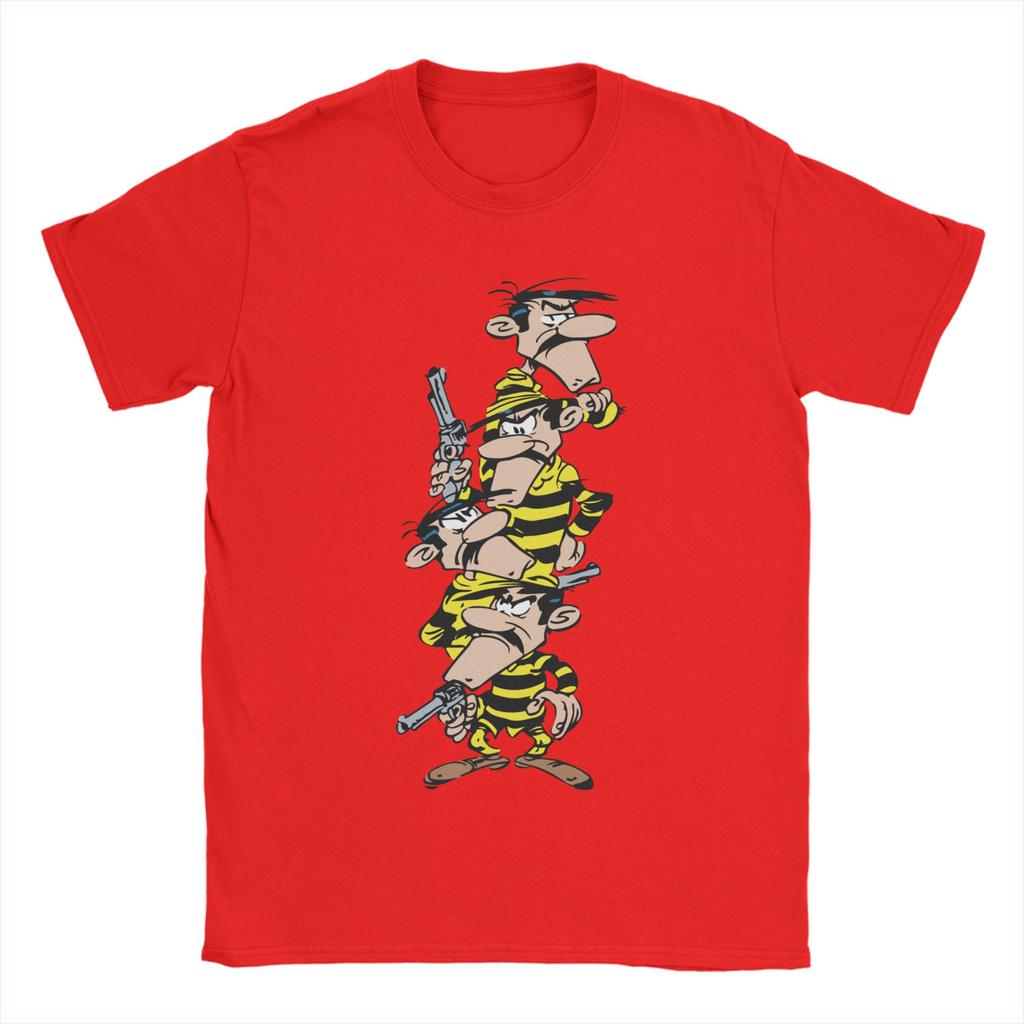 Мужская футболка Lucky Luke Dalton Brothers 100% Хлопок Повседневная футболка С круглым вырезом Футболка с коротким рукавом Одежда С графическим принтом