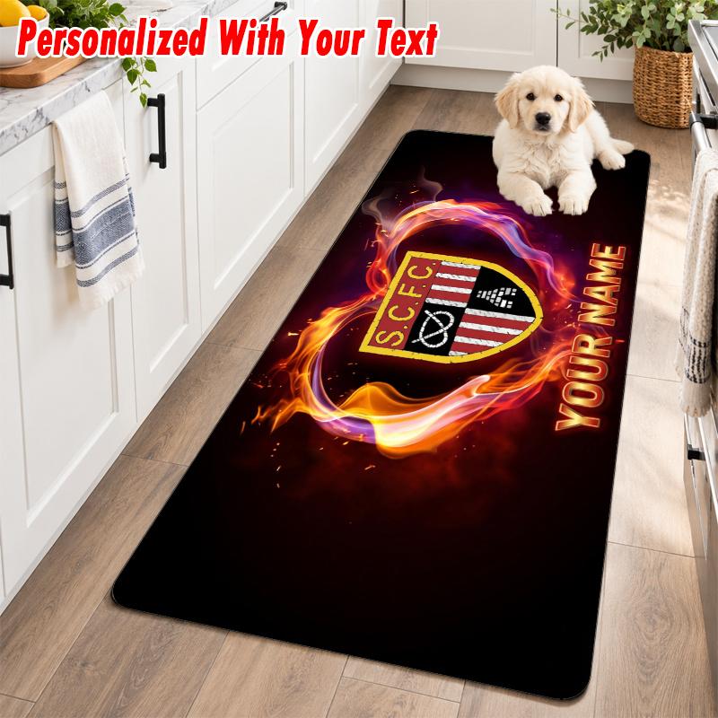 Stoke City FC Custom Name Flannel Rug Kitchen Mat Non Slip Floor Carpet Personalized Home Decor