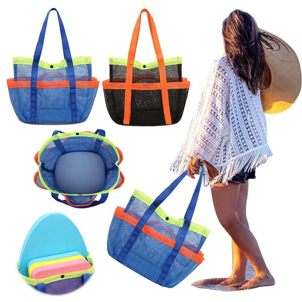 Large Capacity Mesh Beach Storage Bag Foldable Wash Storage Bag Swimming Handbag Swimming Pool