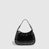 Ielgy Ladies Rivets Hollow Adjustable Portable Baguette Bag Punk Underarm Bag