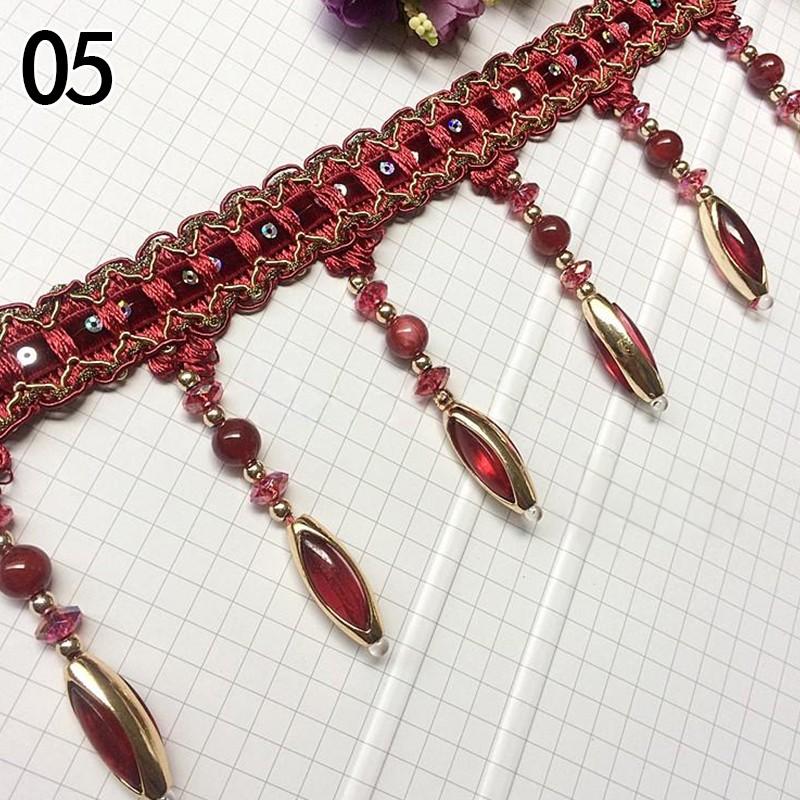 12м Хрустальный Бисерный Подвес Кисточка Бахрома Кружевная Отделка Края DIY Обивка Штора Лента Швейная Аксессуар для Штор Кружевная Декорация