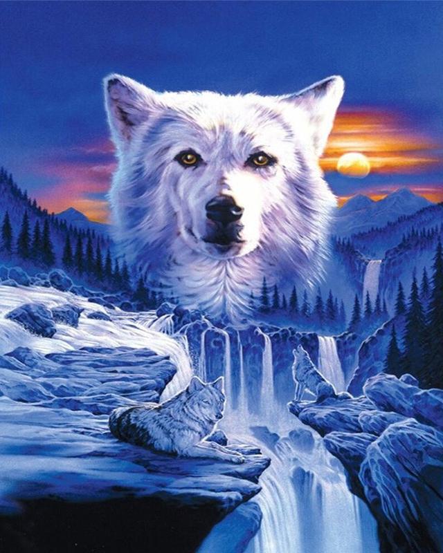 5D DIY Алмазная картина Волк Ремесло Полный квадрат Алмазная вышивка Животный пейзаж Вышивка крестом Горный домашний декор