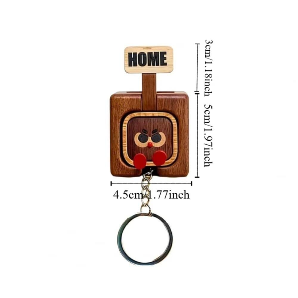 Wall Mount Wooden Key Holder Handcrafted Funny Face Expressions Magnetic Key Hook Solid Wood Cartoon Key Organizer Home Entryway