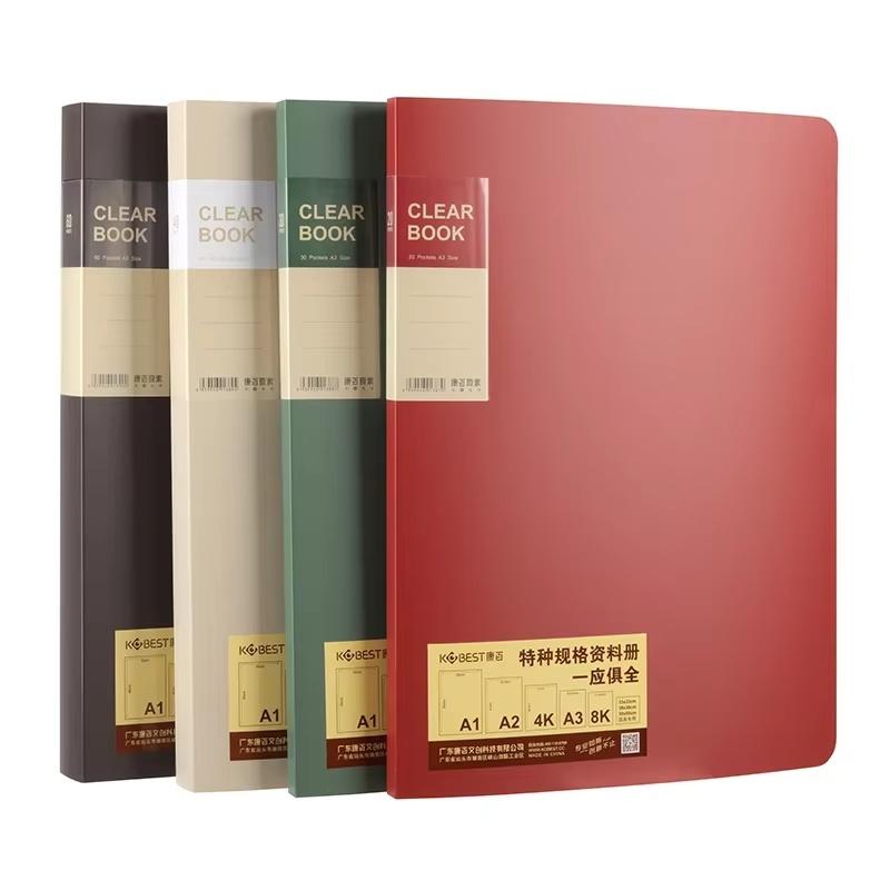 File Folder A3 20/30/40/60 Pocket Picture Album Document Bag 8k Folder Art Work Collection Organizer Office Student Supplies