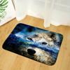 Wolf Pattern Bathroom Floor Mat Set 3pcs Absorbent Non-Slip Toilet Lid Cover U-Shaped Rug and Machine Washable Bath Mat
