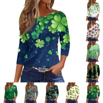 Женские топы с рукавами 3/4, цветочный принт, винтажная мода, повседневные свободные рубашки с круглым вырезом больших размеров