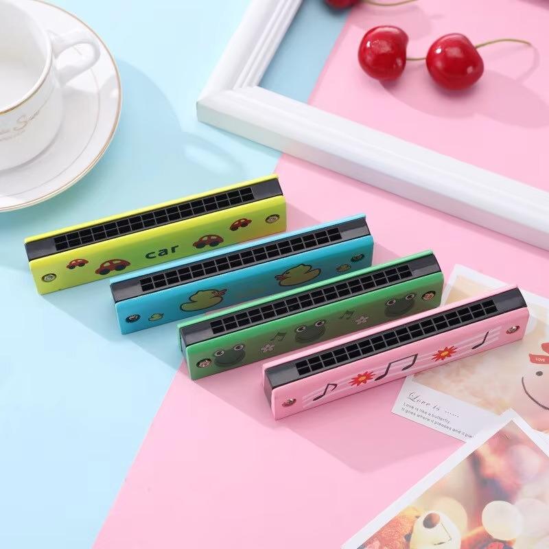 1PC Multicolored Mouth Organ Cute Cartoon Wooden Harmonica 16-Hole Musical Instruments Beginners Suitable Woodwind Harmonica ZYF