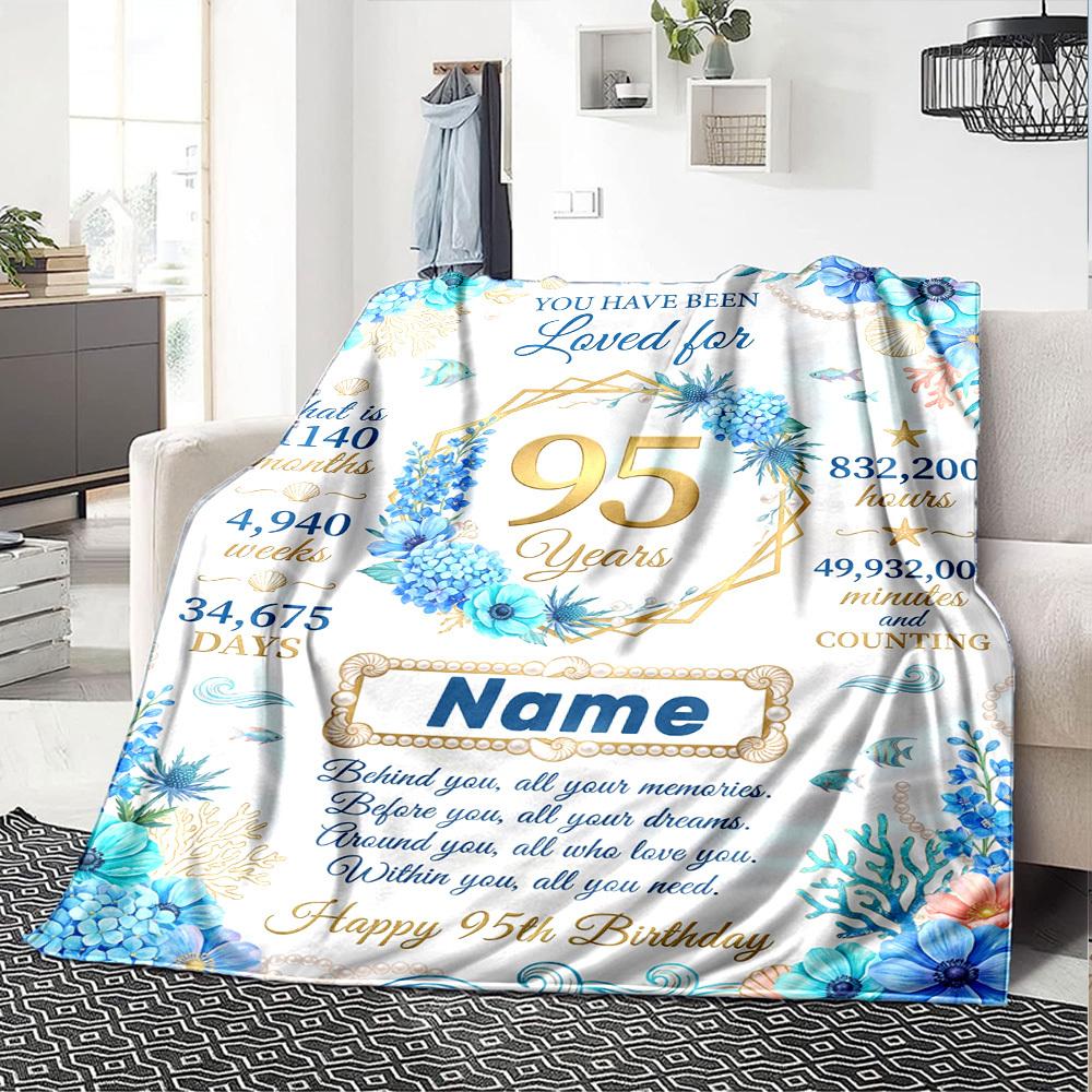 95Th Birthday Celebration Blanket Customize Your Name Warmthful Decor Perfect For Sofa Couch Office Bed Picnics For All Occasions Stylish Decor