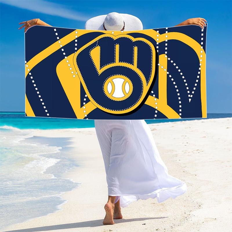 Milwaukee Brewers Logo Print Beach Towel, Large Soft Quick Dry Towel for Beach Camping Swimming