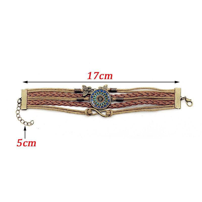 Богемный Мандала Время Драгоценный Камень Плетеный Браслет Женский Европа И Соединенные Штаты Ретро Символ Бесконечности Бабочка Украшения Для Рук