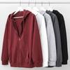 Men's Spring and Autumn Hooded Sweatshirt, Youth Solid Color Retro Zipper Cardigan Top