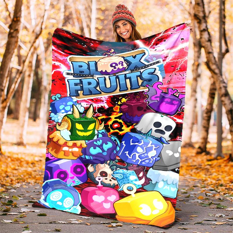 Blox fruit Flannel Blanket Soft Warm All-Season Throw, Design for Camping, Car Travel, Hiking Sofa, Bed, Office Perfect Gift for Parties