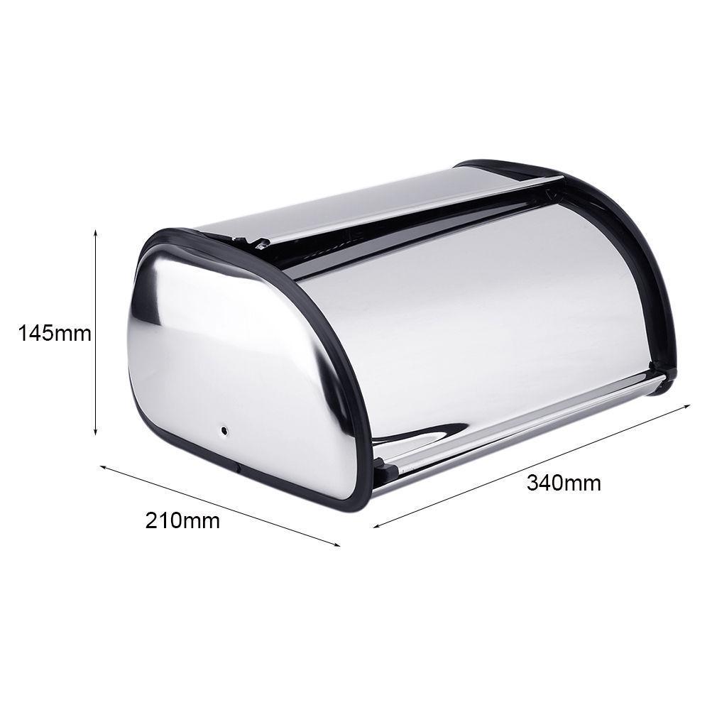 Storage Bin Silver Keeper Food Storage Container Kitchen Pastry Bread Baking Holder Kitchen Supplies Silver+Black Stainless Steel Roll Top Bread Box
